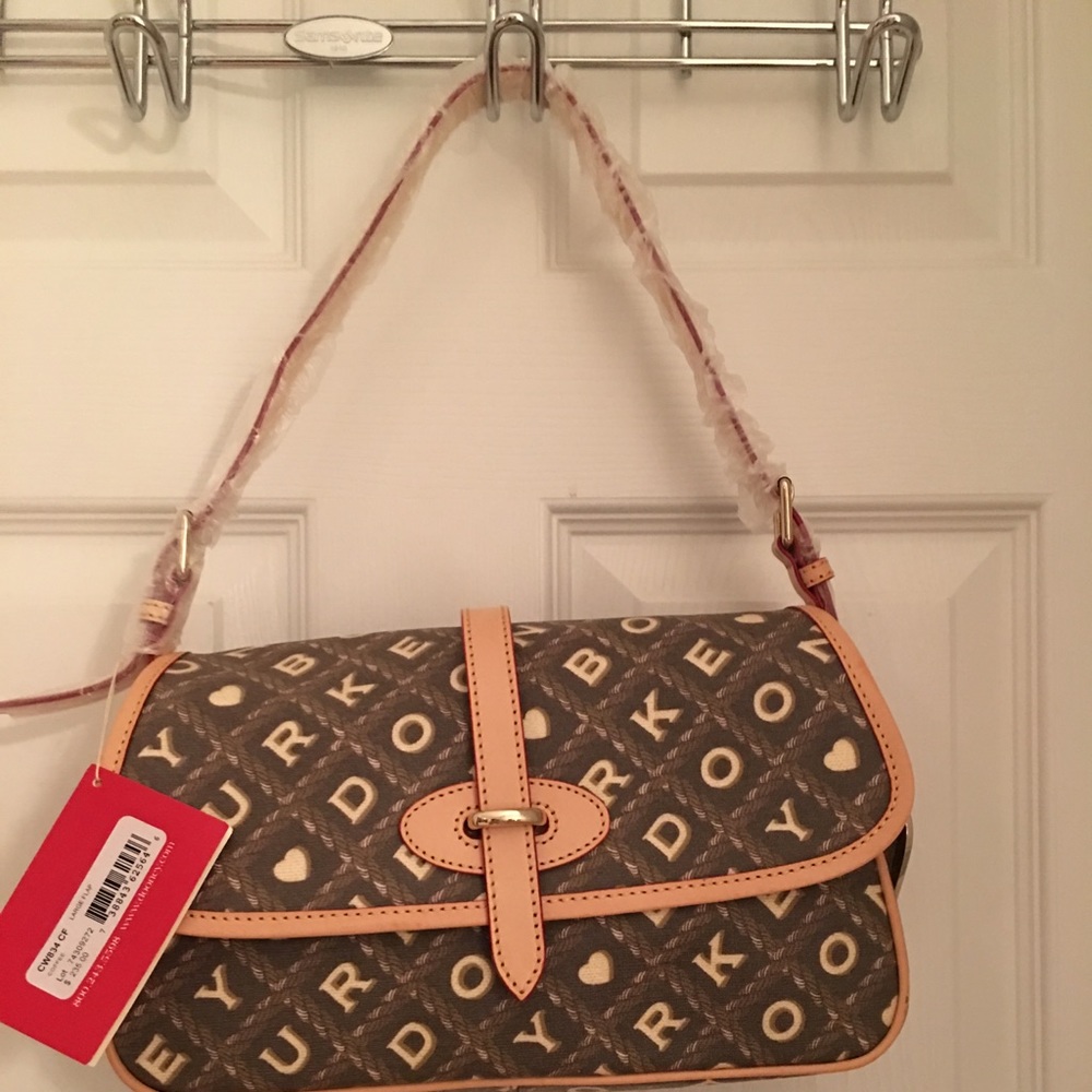 Dooney and Bourke Crossword Pattern Brown/Coffee Handbag Purse Large F… - Picture 1 of 11